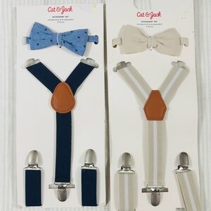 Cat & Jack Kids Bow Tie and Suspender Set - Blue and Cream